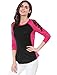 Allegra K Women's Floral Embroidery Color Block Raglan Sleeve T Shirt Pink XL US 18