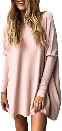 Women's Tunic Loose Plain Ruched Top Mini Dress