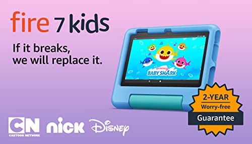 Tableta Amazon Fire 7 Kids (modelo más nuevo) de 3 a 7 años. La tableta para niños de 7" más vendida en Amazon. Incluye contenido exclusivo y sin publicidad, controles parentales sencillos, batería de 10 horas, 32 GB, azul