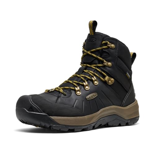 KEEN Men's Revel 4 Mid Height Polar Insulated Waterproof Snow Boots, Black/Lemo…
