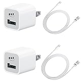 PHL 2 Wall Chargers + 2 Lightning USB Cables for iPhone 5 5s 6 6Plus 6s 6s Plus SE 7 7PLUS,iPad 4,air 2,pro, Mini or iPod Touch 5, Nano (WHITE)