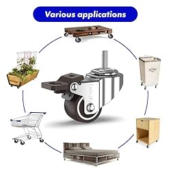 GBL Heavy Duty Swivel Casters with 4 Brakes + Bolts