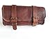 Genuine Leather Vintage Motorcycle 2 strap buckle closure Tool Bag Brown Handlebar Sissy Bar Tool Pouch Roll Bags 10″thumb 1