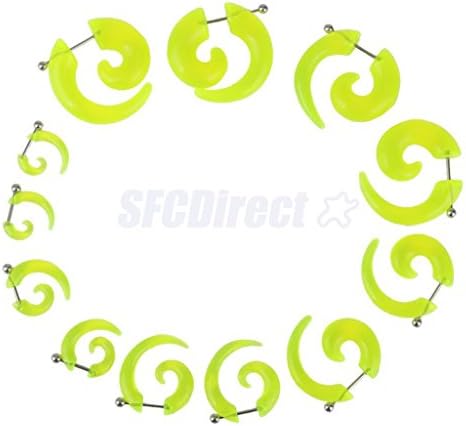 Green 6 Pairs Acrylic Spiral Fake Ear Taper Tunnel Snail Expander Stretcher Accessory