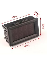 DROK   Pequeño voltímetro digital para corriente continua DC, de dos cables, de 0.56", de 3 a 30 voltios DC, LEDES rojos brillantes, para montaje en el panel del auto, voltímetro para 5V, 12V, 24V, 27V, a batería solar, preciso monitor indicador de c