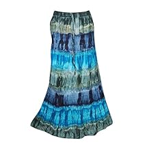 Mogul Interior Womens Harmony Tie Dye Peasant Boho Maxi Long Skirt S/M