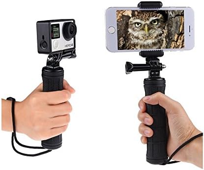 Camcorder Mount Hand Grip Mount for GoPro Hero, VECOO Handheld Stabilizer Support Tripod Adapter and Universal Phone Holder Selfie Stick Handle Mount for Action Camera for GoPro Hero 5/ 4 /3+/3