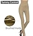 N&J High Waist Warm Winter Leggings Pants Brushed Stretched Fleece Lined (Beige)