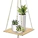 Macrame Shelf Planter Hanger for Indoor Plants with Wooden Shelf, Bohemian Hanging Plant Stand and Decor for Modern Homes, 45 Inches, by California Home Goods