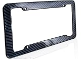 OxGord 1pc Front Carbon Fiber Plastic License Plate Frames, Black