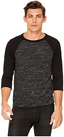 Unisex Extra Small 3/4 Sleeve Baseball Tee Black Marble With Black Sleeves