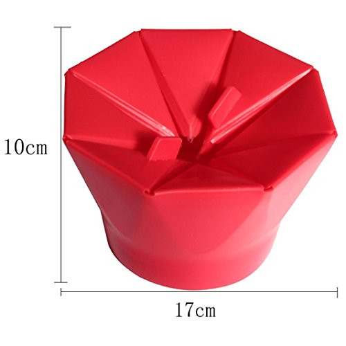 Gotd Silicone Popcorn Bucket Maker Container Healthy Cooking Tools, Support Microwave (Red)