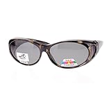 Fit Over Glasses Polarized Sunglasses Oval Frame for Small Glasses Black Brown Stripe