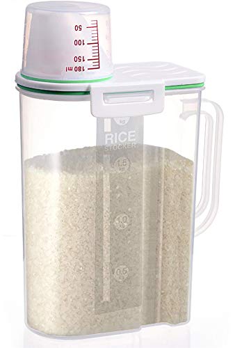 Airtight Rice Storage Container BPA Free 5lb Capacity Cereal Storage Bin with Measuring Cup for Kitchen Storage Organization(Green) - Thumbnail 7