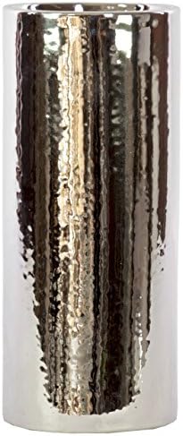 UTC21221 Ceramic Cylindrical Vase LG Polished Chrome Finish Silver