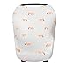 Baby Car Seat Cover Canopy and Nursing Cover Multi-Use Stretchy 5 in 1 Gift Grey with Foxes Copper by Copper Pearl