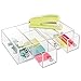 mDesign Office Supplies Desk Organizer for Paper Clips, Sticky Notes, Highlighters, Tape - 4 Drawers, Clear