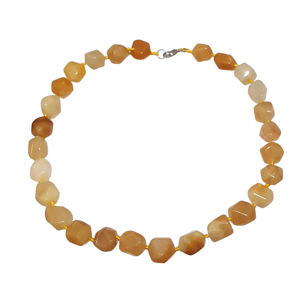 Treasure Bay Chunky Statement Natural Gemstone Beaded Necklace for Women, Women's Handmade Necklace (Yellow Jade)
