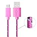 Boxeroo Pack of 3 Colorful Extra long(6 feet/2 meter) Sturdy Fabric Nylon Braided Micro USB Charging Cord Data Sync Cable for Samsung Galaxy Note, Samsung Galaxy S3/S4, Google Nexus 7, Google Nexus 10, Google Nexus 4 (Pink/Purple/Blue)