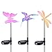 Homemory Set of 3 Solar Garden Lights Outdoor Decorative, Solar-Powered Hummingbird Lights, Dragonfly Lights, and Butterfly Lights, Color Changing, Rechargeable and Wireless Solar Garden Stakes