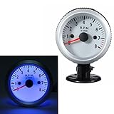 MATCC Tachometer Tach Gauge with Holder Cup for Auto Car 2'' 52mm 0~8000RPM Blue LED Light