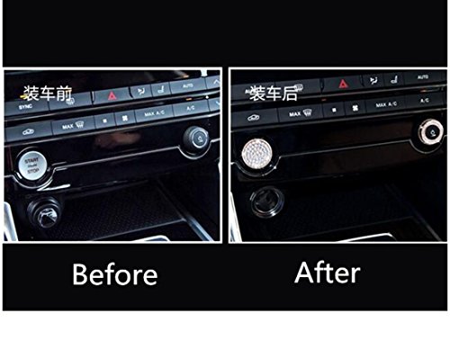 YUWATON Bling Car Ignition Starter Button and CD Sound Knob Rhinestone Decals Sticker Suitable for Jaguar XF XFL XE XJ XJL F-PACE Car Interior Trim Bling Rhinestone Decoration Cover(Silver)