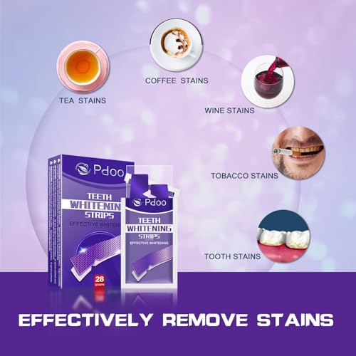 Purple Teeth Whitening Strip - Whitening for Teeth Sensitive, Professional Teeth Whitening Strips, Fast Remove Smoking, Coffee, Wine Stains, Teeth Whitening Kit Pack of 28 Non-Slip Strips
