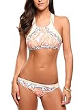Avidlove Women's Sexy Criss Cross Bandage Bikini Set Floral Print Swimsuits