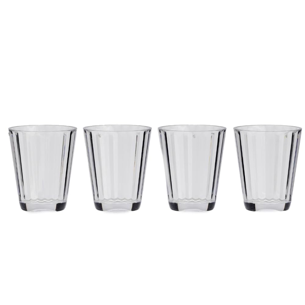 Flamefield Crystal Line Short Tumblers - Set of 250ml Polycarbonate Drinkware, Classic Crystal Brilliance with Modern Durability, Shatter-Resistant & Dishwasher Safe