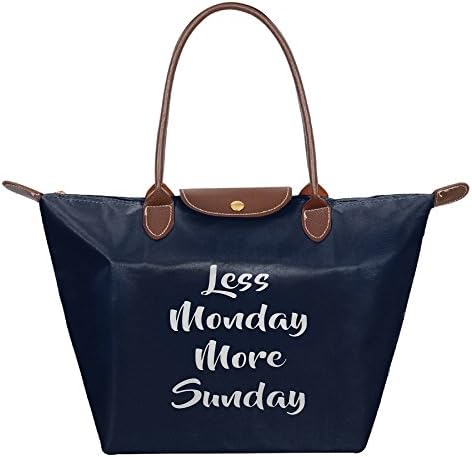 Jian BOJI New Fashion Ladies Large Tote Bags LESS MONDAY MORE SUNDAY,Multifunction Waterproof Shoulder Handbags With ZippeNavy