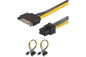 (2-Pack /8 Inches) SATA to 6 Pin PCIe Power Cable,Sata 15 Pin Male to 6 Pin PCI Express Graphics Video Card Power Cable for H