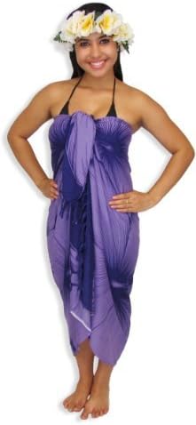 Purple Sarong Swimsuit Cover-up with Large Hibiscus Flowers with FREE Sarong Tie Accessory