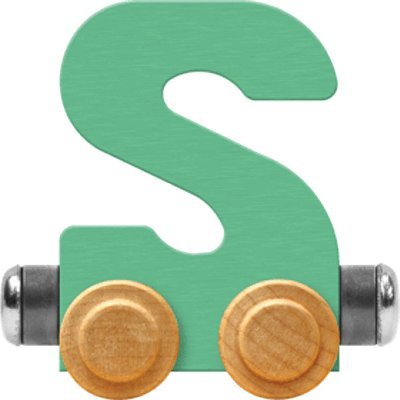 Maple Landmark NameTrain Pastel Letter Car S - Made in USA (Green)