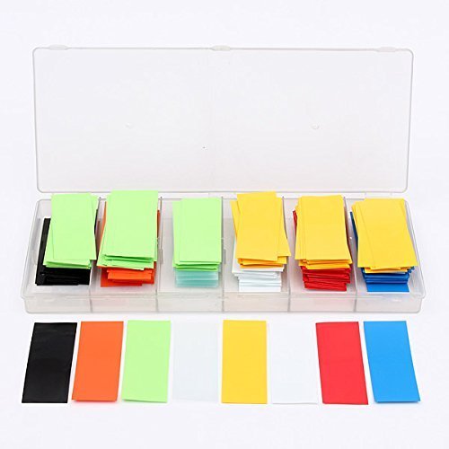 Gfortune 280pcs 8 Color 29.5MM 18.5MM Assorted Flat PVC Heat Shrink Film Tubing Tube Wrap For Liion 18650 18500 Battery with Storage Box
