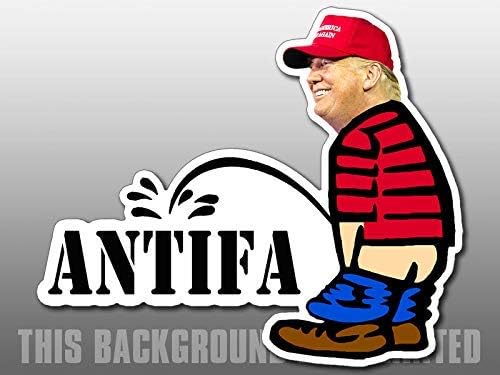 Amazon Com Trump Pissing Antifa Shaped Sticker Funny Peeing Gop Calvin Anti Left Fascists Kitchen Dining