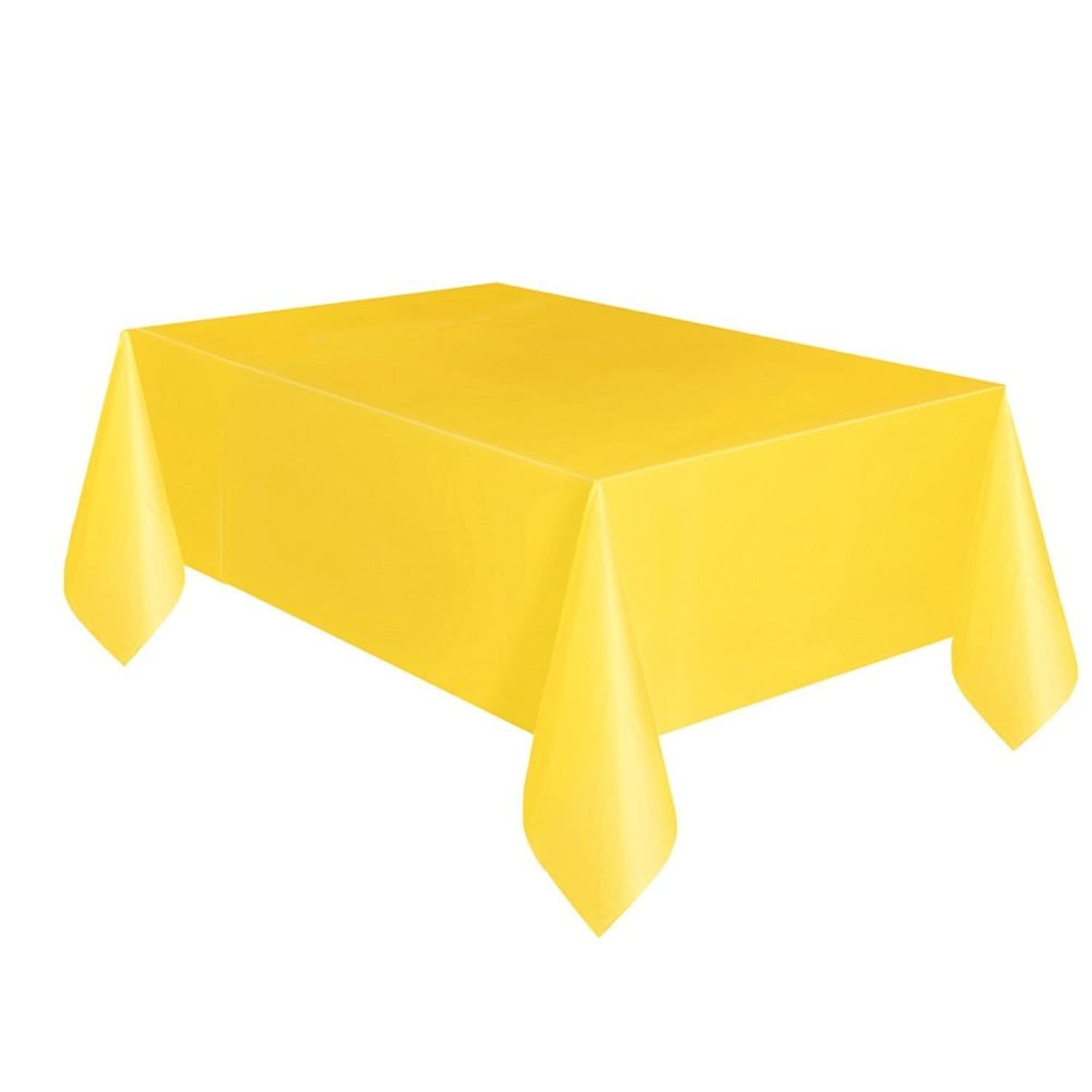Unique UK Plastic Rectangular Short Fold Table Cover - 54” x 108” | Yellow | 1 Pc.