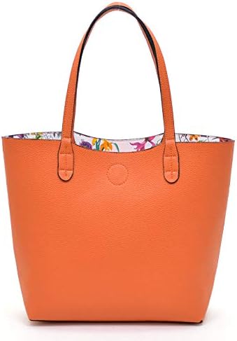 Amazon リバーシブル仕様 無地花柄トートバッグ オレンジ Avancer トートバッグ