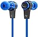 Sentey Black/Blue Earbuds Earphones in Ear Headphones Headset Metal Audiophile for Music Running Travel Carrying Case Included Tangle Free Cable Oryon LS-4217 Inline Control Microphone Kids Men Girls