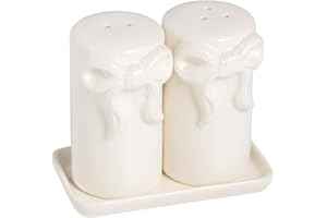 Mud Pie Ceramic Bow Salt and Pepper Shaker Set