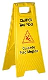 TigerChef PLWFC024@8PK Tiger Chef Wet Floor Caution Sign, Yellow, Plastic (Pack of 8)