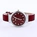 Women Flower Watches COOKI Clearance Ladies Watches Female Watches on Sale Cheap Leather Wrist Watch-Q93 (Red)