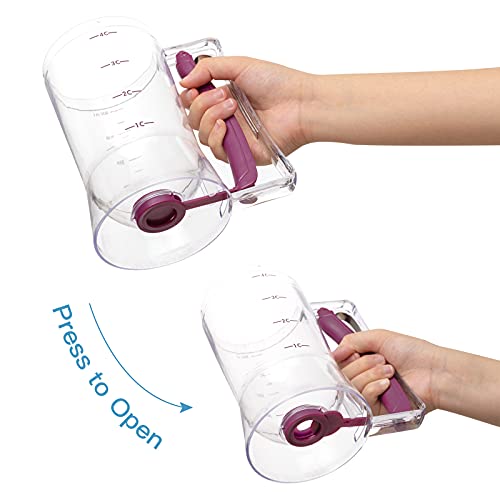 Pancake Batter Dispenser with Squeeze Handle & Measuring Label, Perfect