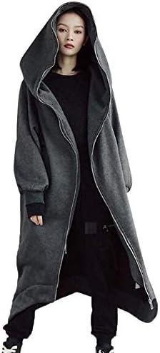 Orangeskycn Womens Trendy Hooded Sweatshirt Long Baggy Full Zip Blouse Plus Size