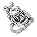 STR-0317 Stainless Steel Rose with Leaves band ring