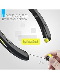 Auriculares inalámbricos Bluetooth para el cuello, ligeros, resistentes al sudor, con micrófono y llamada de vibración, auriculares retráctiles