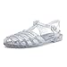 Generation19 Women's Soft Retro Jelly Buckle Closure Sandals,Color:ClearGlitter,Size:5
