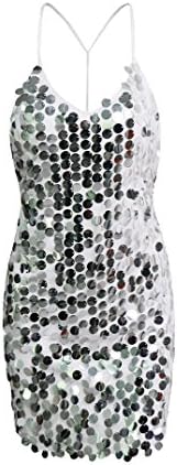 Womens Sequin Mermaid Plus Size Long Dress Spaghetti Strap V Neck Party Dress
