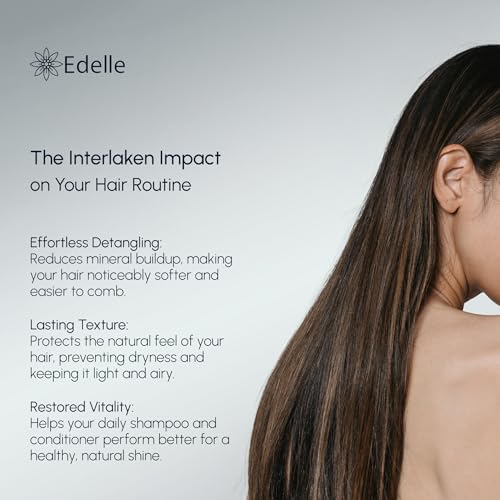 Edelle Interlaken Swiss-Inspired Filter Shower Head – Advanced Chlorine Removal – High Pressure – Travel Easy Design – Premium Water Quality for Hair & Skin Care