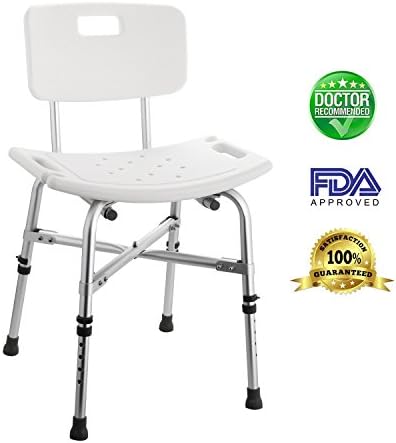 Modrine Shower Stool Seat Chair Bariatric Bath Stool Bathroom Aid Chair Bath Bench with 1.25cm Cross Brace and Removable Back，280lbs Weight Capacity