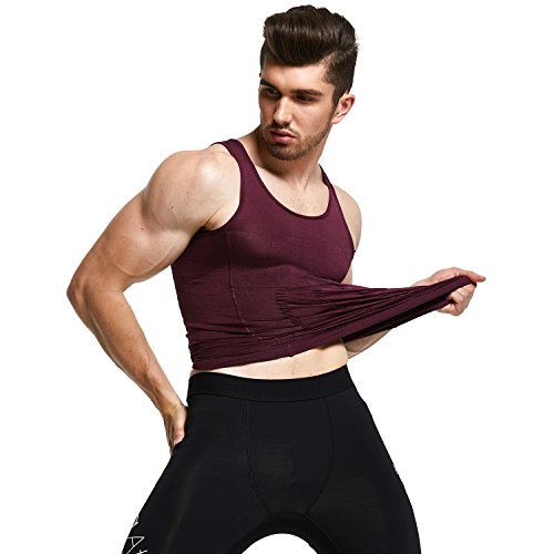 GKVK Mens Slimming Body Shaper Vest Shirt Abs Abdomen Slim, Purple, XL(chest size 106cm-110cm/42inches-44inches) - Thumbnail 3